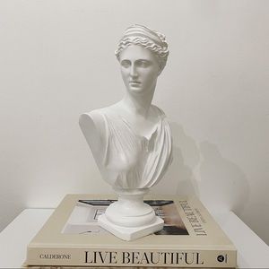 White Artemis Diana Greek Roman Bust Sculpture